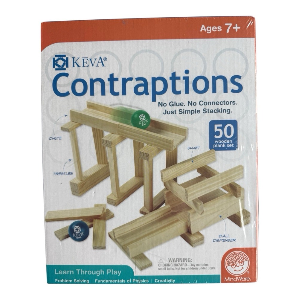KEVA Contraptions 50 Wooden Plank Set Toy Creative Build Ball Tracks New In Box
